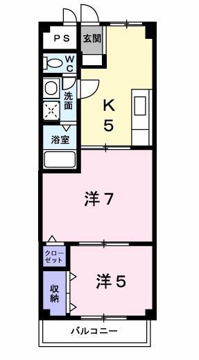 アーバンリバブル(2K/5階)の間取り写真