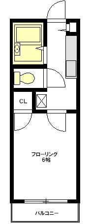 フラットアン(1K/1階)の間取り写真