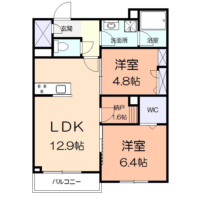 グリーンドエルII(2SLDK/2階)の間取り写真