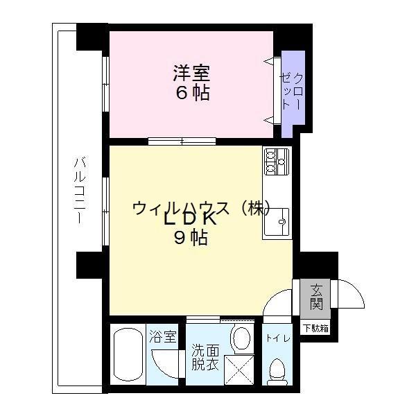 シティーコート南瓦町Ⅱ(1LDK/9階)の間取り写真