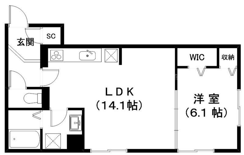 LA・VILLA五箇荘(1LDK/2階)の間取り写真