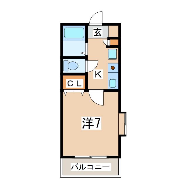 MH健軍(1K/4階)の間取り写真
