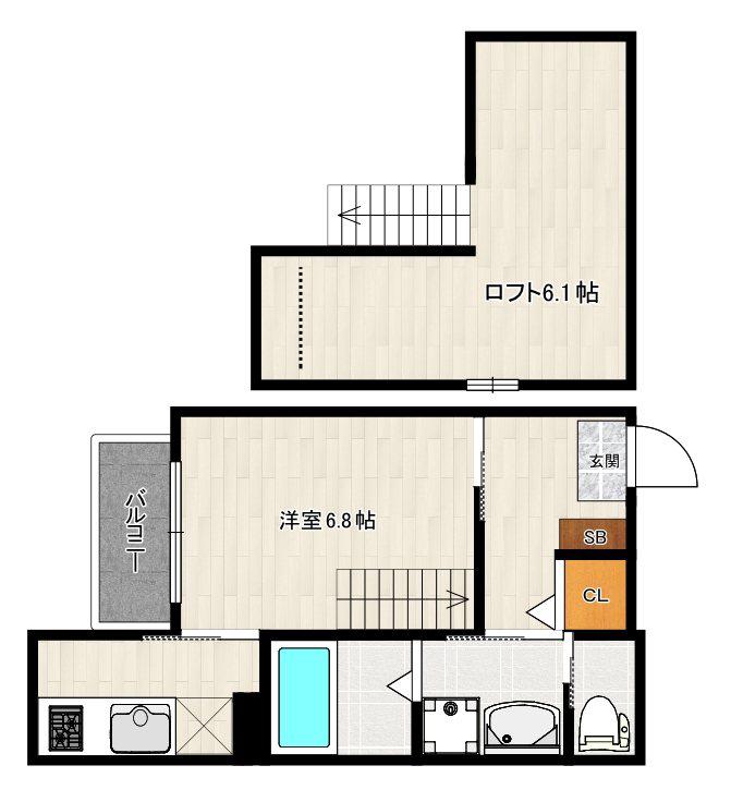 URBAN-VITA光丘町(1K/2階)の間取り写真