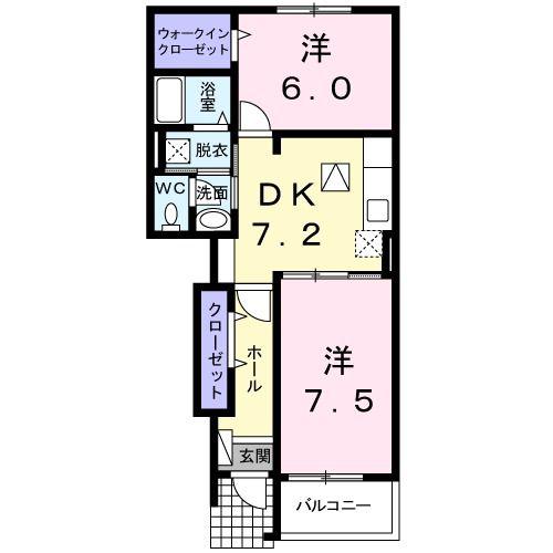  フィールド・ビレッジ(2DK/1階)の間取り写真