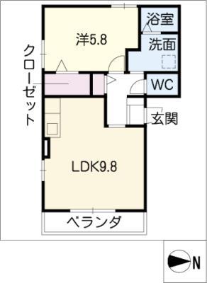 エスポワール高砂(1LDK/3階)の間取り写真