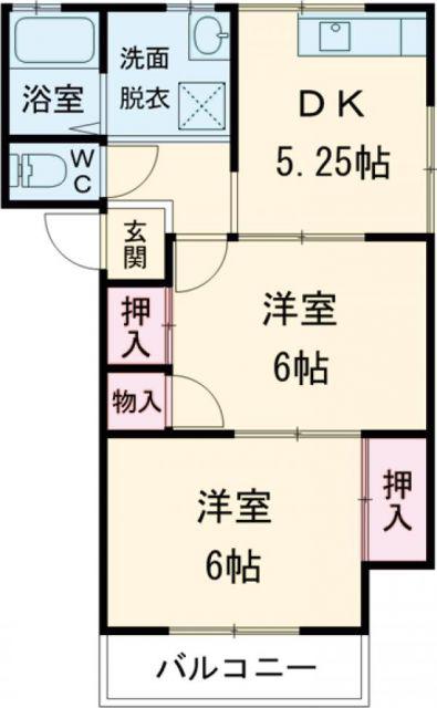 コーポ国府台(2DK/1階)の間取り写真