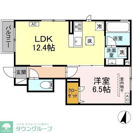 ヒラソル江田(1LDK/1階)の間取り写真