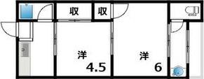 北伊丹ハウス(2K/2階)の間取り写真