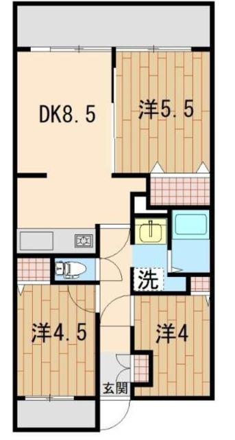 グリーンパーク鳩ヶ谷B棟(3DK/11階)の間取り写真