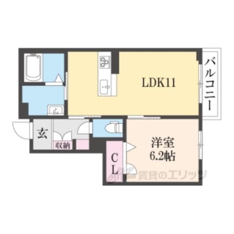 グリナージュ郷之山3(1LDK/1階)の間取り写真