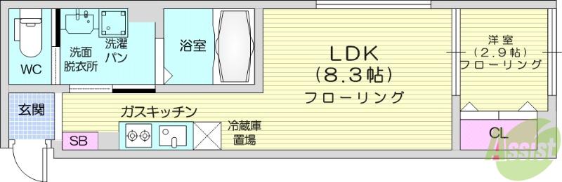 アイ・ウィステリア塩竈(1LDK/1階)の間取り写真