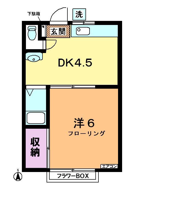 ハウスエリヤ(1DK/2階)の間取り写真