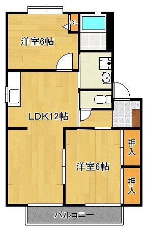リバーサイド行広(2LDK/2階)の間取り写真