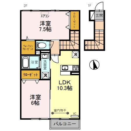 ボナール・T(2LDK/2階)の間取り写真