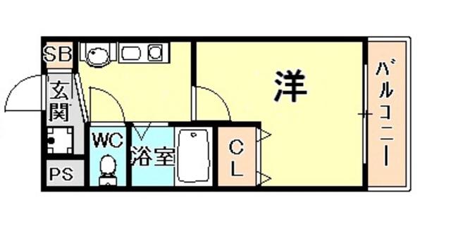 グランデ・アステール芦屋(1K/3階)の間取り写真