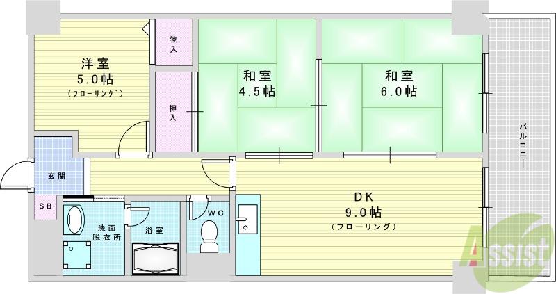 リブラン新北野(3DK/3階)の間取り写真