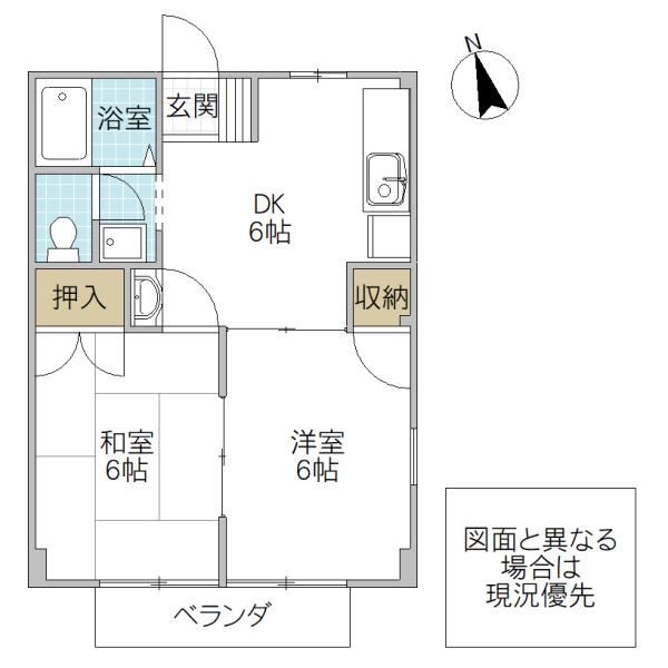 スカイコート(2DK/2階)の間取り写真