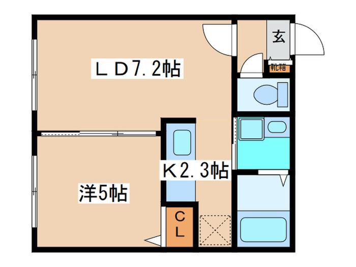 CALME HAPPINESS南郷(1LDK/3階)の間取り写真