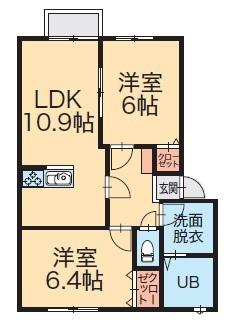 L COLLECTION横越中央B棟(2LDK/1階)の間取り写真