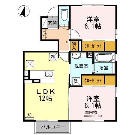 クローバーハウス(2LDK/1階)の間取り写真