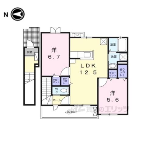 ジェルメ(2LDK/2階)の間取り写真