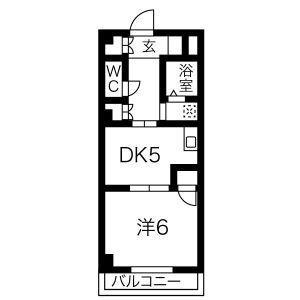 タウンM&E B棟(1DK/2階)の間取り写真