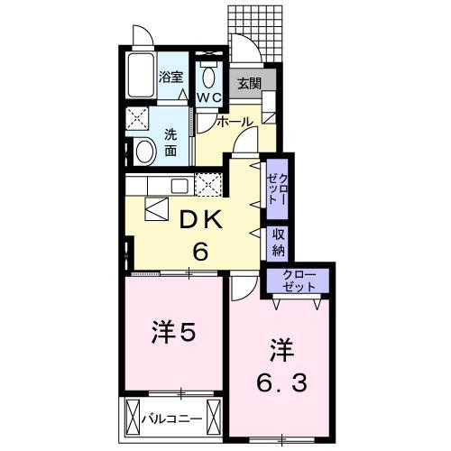 モデレイト II(2DK/1階)の間取り写真