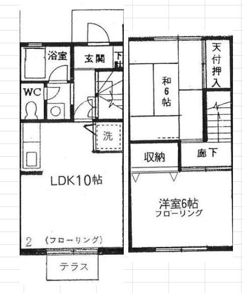 パレス・ローリエII(2LDK/1階)の間取り写真