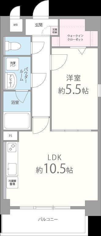 モントーレヒルズ東櫛原(1LDK/3階)の間取り写真