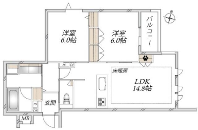 給田4丁目メゾン(2LDK/2階)の間取り写真