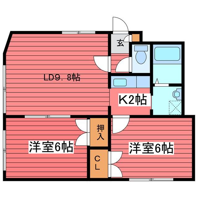 ハイツブローニュー(2LDK/1階)の間取り写真