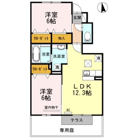 カーサアリエッタ(2LDK/1階)の間取り写真