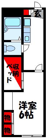レオパレスウイング尾仲(1K/1階)の間取り写真