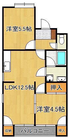 プレステージ霧ヶ丘(2LDK/1階)の間取り写真