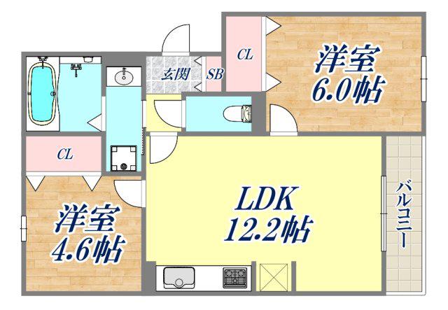 LA MAISON青木町1(2LDK/2階)の間取り写真