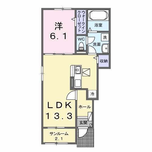 さんらいずII(1LDK/1階)の間取り写真