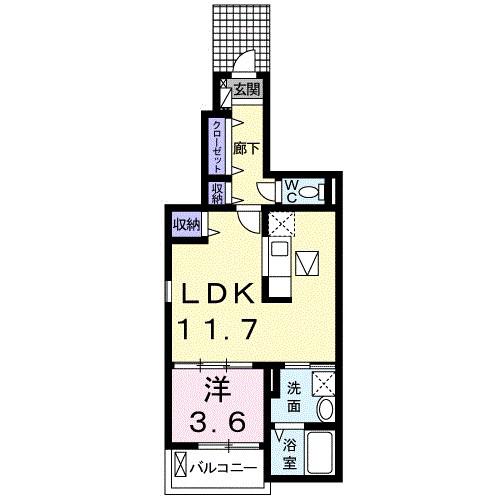 カンパネッラ コンソナーレ(1LDK/1階)の間取り写真