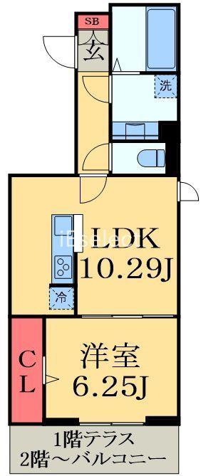 アヴァンスコート壱番館(1LDK/1階)の間取り写真