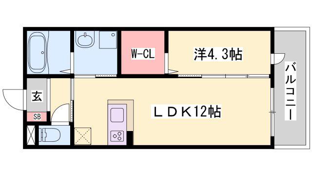 グランツ北条(1LDK/2階)の間取り写真