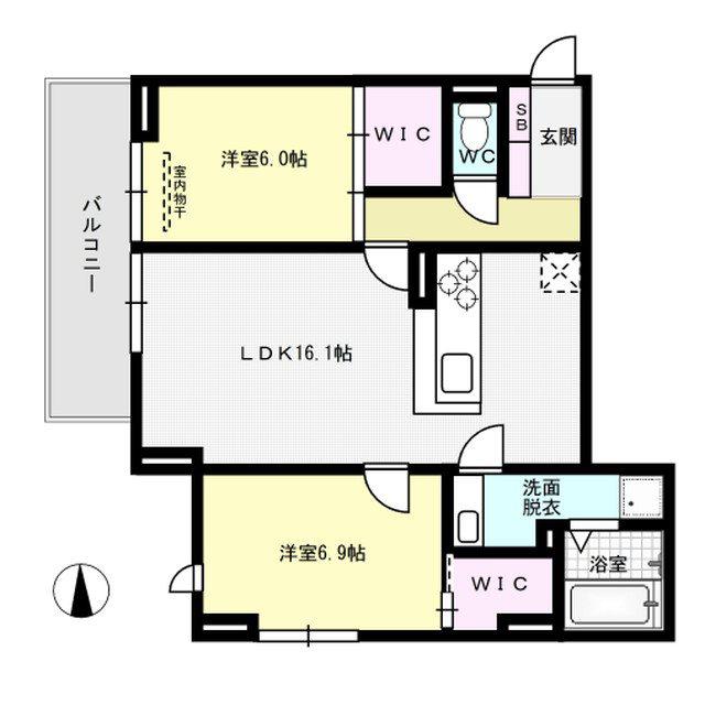 D-ROOM五十川(2LDK/3階)の間取り写真
