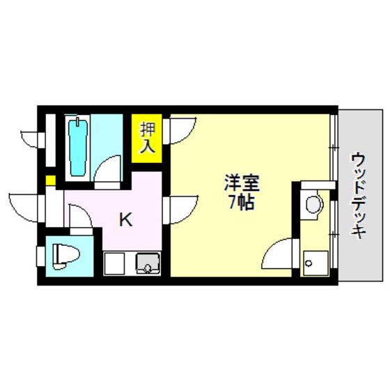 ヴィラ栄町(1K/1階)の間取り写真