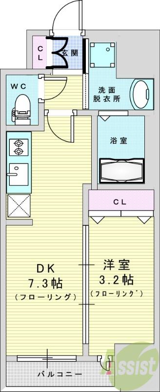 プレサンス塚本ミッドネクスト(1DK/7階)の間取り写真