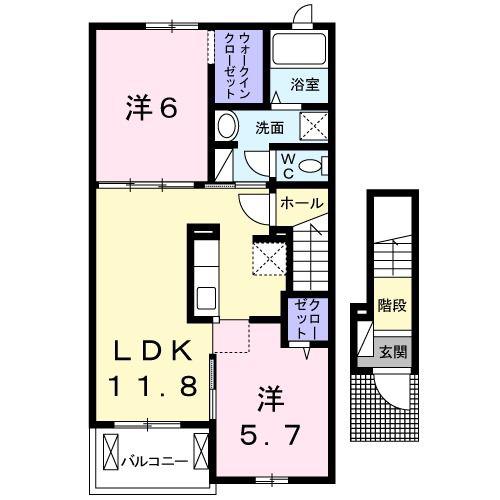 グリーンガーデンV(2LDK/2階)の間取り写真