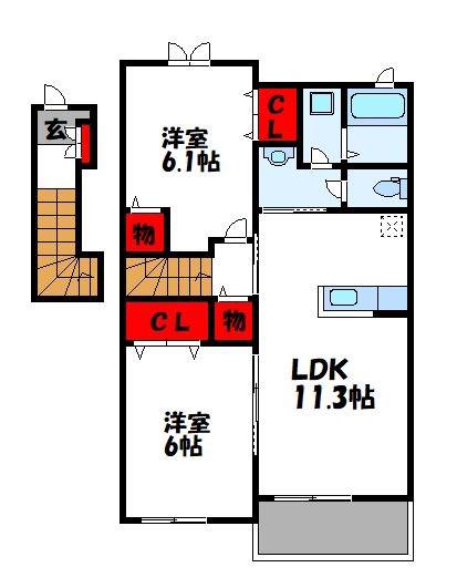 ル・ココン A(2LDK/2階)の間取り写真