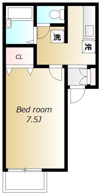 POCKET HOUSE(1K/1階)の間取り写真