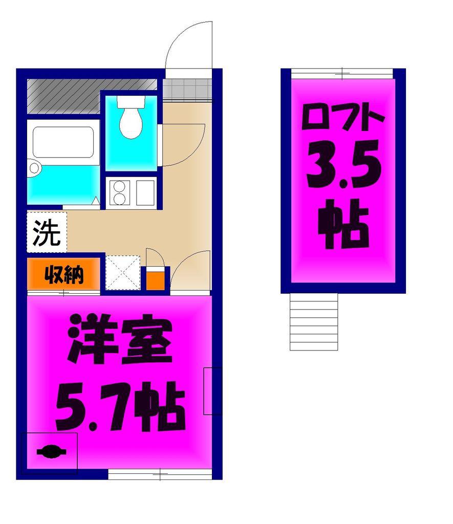 ACCESS(1K/1階)の間取り写真