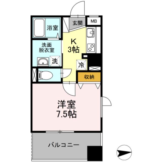 エントピアパレス(1K/4階)の間取り写真