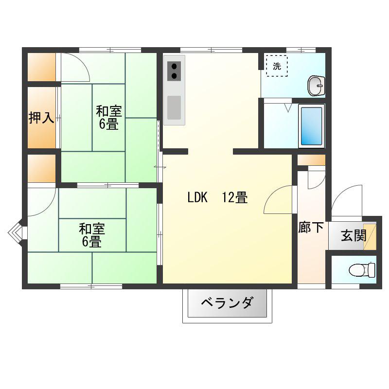 コーポマルサ(2LDK/1階)の間取り写真
