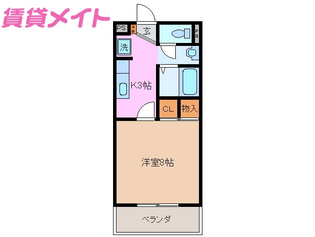 AZUR(1K/1階)の間取り写真