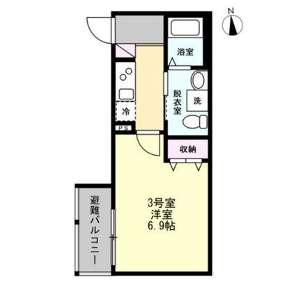 ベイルーム本厚木ブルーム(1K/3階)の間取り写真